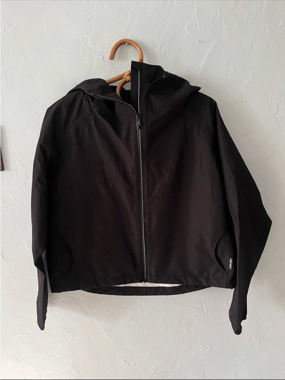 Women's Black Body Glove Cropped Rain Jacket Coat Waterproof Full Zip Hooded
